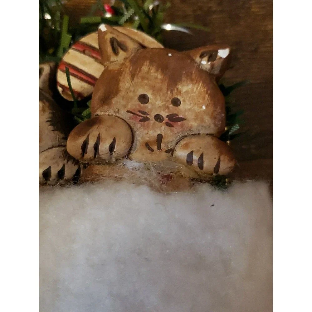 BJ Wann Designs Cats in Stocking Ornament Kittens Vintage 1994 Christmas